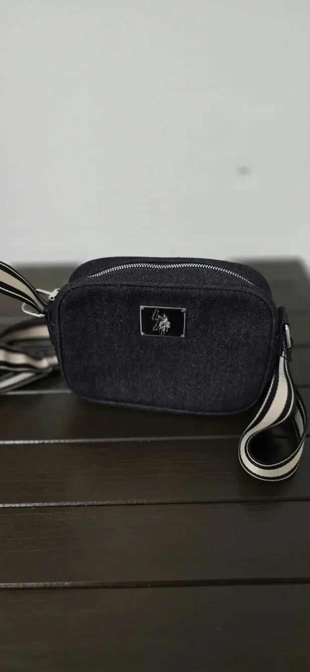 US Polo Assn Mens Dark Denim Camera Bag Crossbody Shoulder Purse Adjustable